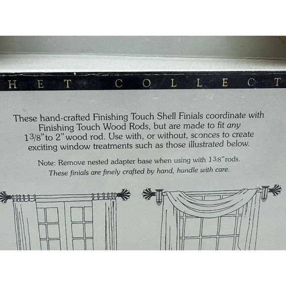 LARGE vintage Pair Wood 7” Drapery Curtain Rod Finial sea Shell Beach Nautical - Picture 8 of 10